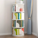 Modern Round Vertical Multi-Tier Wood Storage Bookcase Image - 23