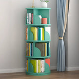 Modern Round Vertical Multi-Tier Wood Storage Bookcase Image - 3