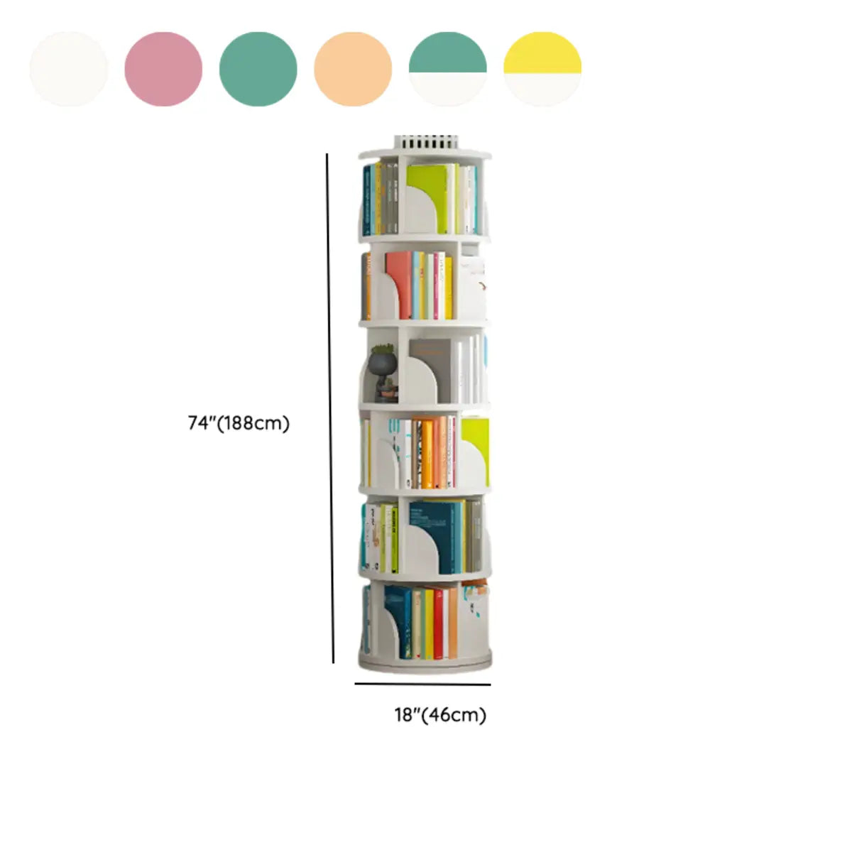 Modern Round Vertical Multi-Tier Wood Storage Bookcase Image - 32