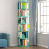 Modern Round Vertical Multi-Tier Wood Storage Bookcase Image - 4