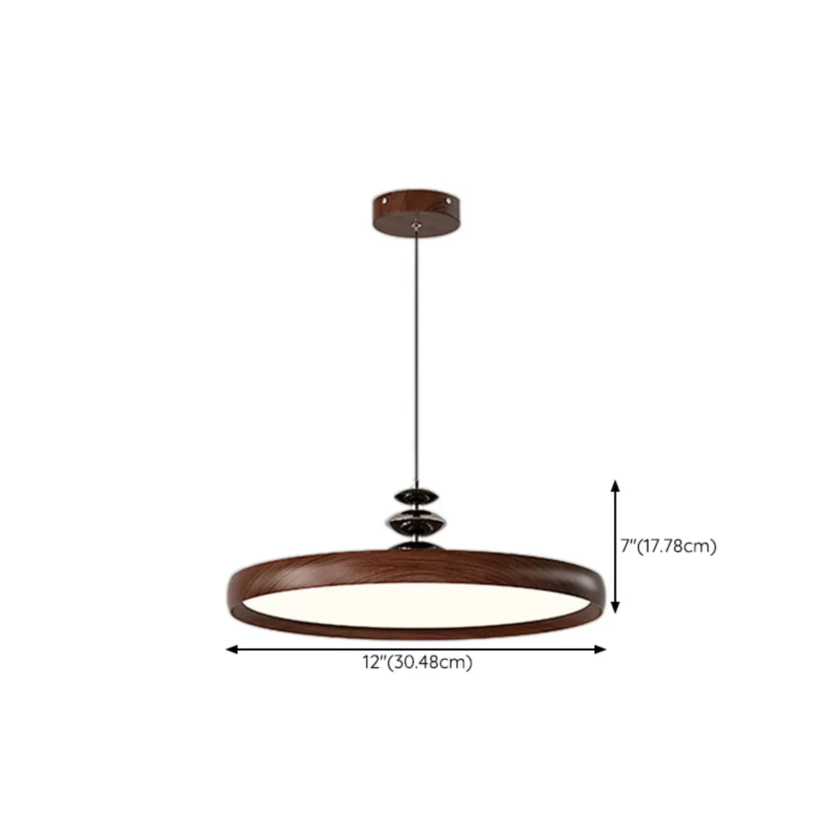 Modern Round Walnut PMMA Dining LED Pendant Light 16" 