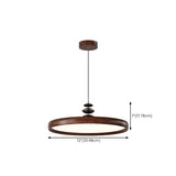 Modern Round Walnut PMMA Dining LED Pendant Light 16" #size