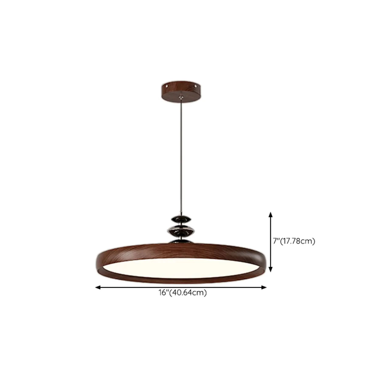 Modern Round Walnut PMMA Dining LED Pendant Light 16" Image - 11