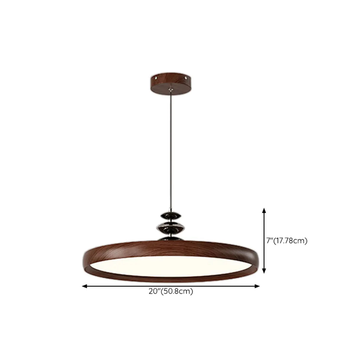 Modern Round Walnut PMMA Dining LED Pendant Light 16" Image - 12