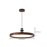 Modern Round Walnut PMMA Dining LED Pendant Light 16" Image - 13