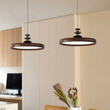 Modern Round Walnut PMMA Dining LED Pendant Light 16" Image - 3