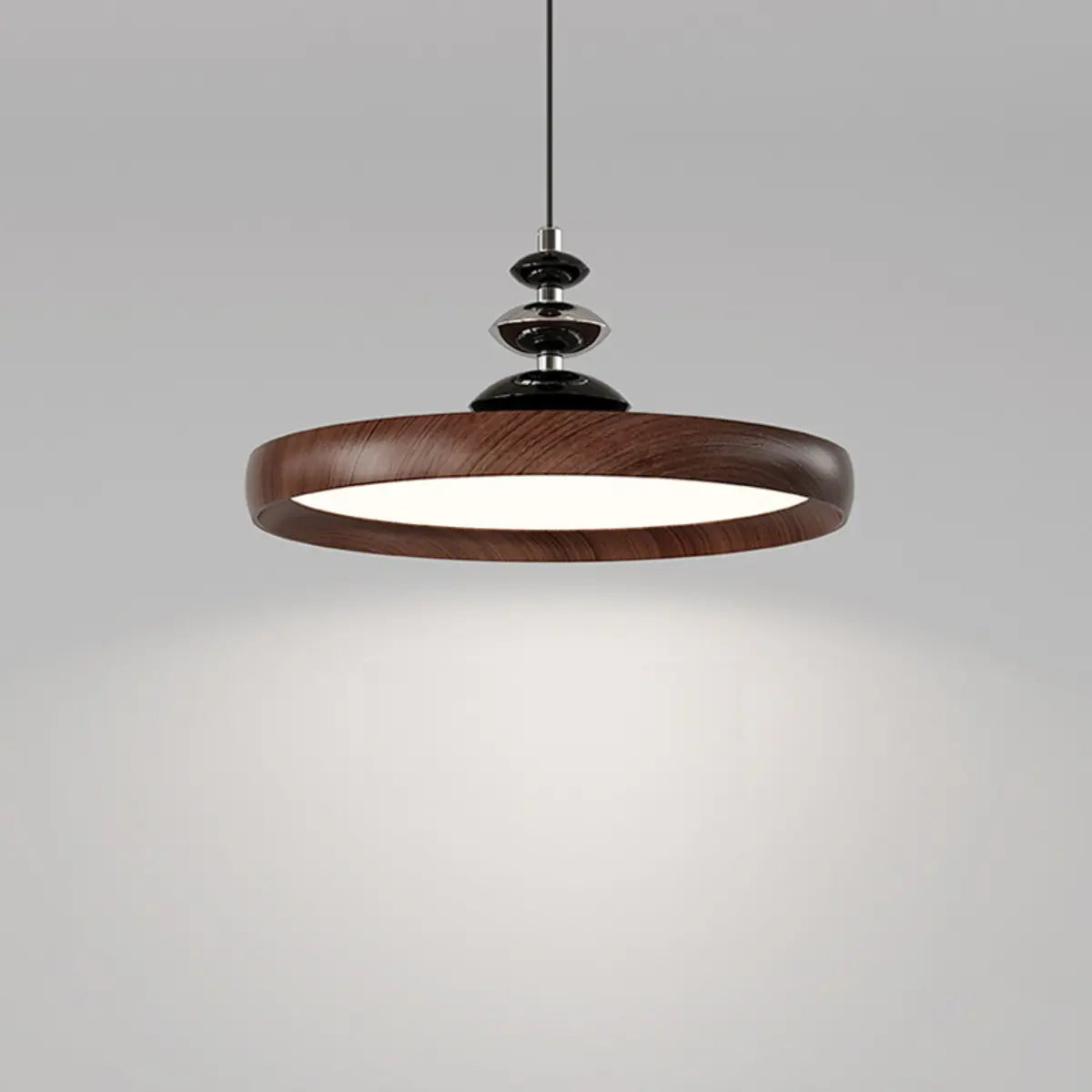 Modern Round Walnut PMMA Dining LED Pendant Light 16" Image - 4