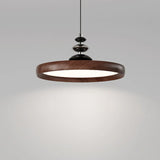 Modern Round Walnut PMMA Dining LED Pendant Light 16" Image - 4