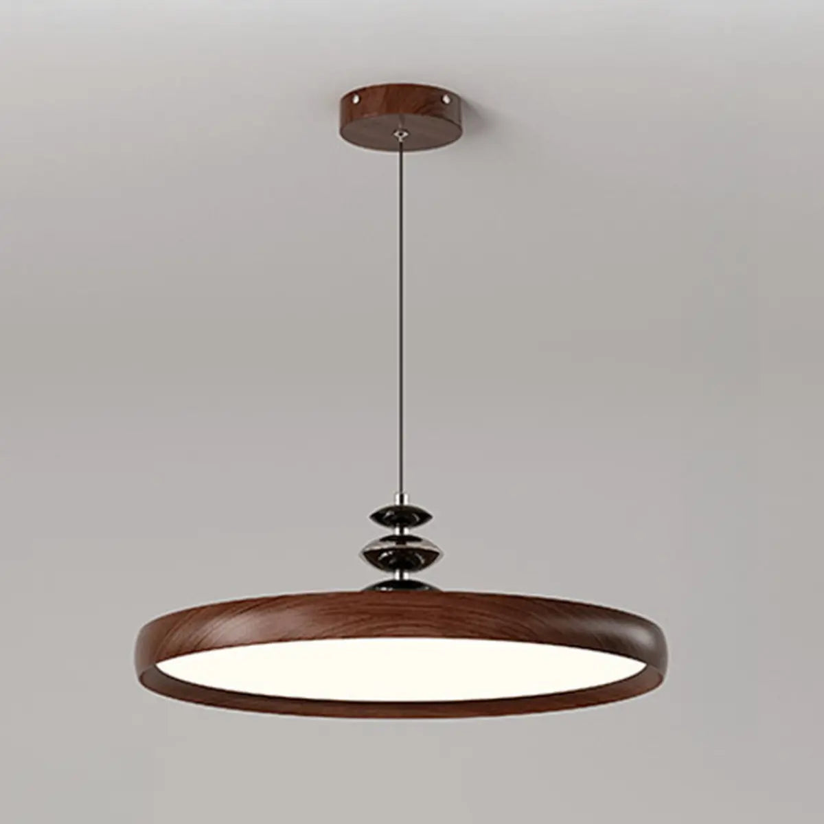 Modern Round Walnut PMMA Dining LED Pendant Light 16" Image - 5