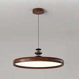 Modern Round Walnut PMMA Dining LED Pendant Light 16" Image - 5