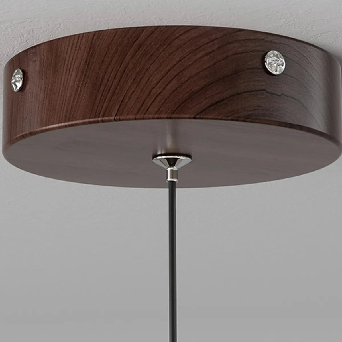 Modern Round Walnut PMMA Dining LED Pendant Light 16" Image - 7