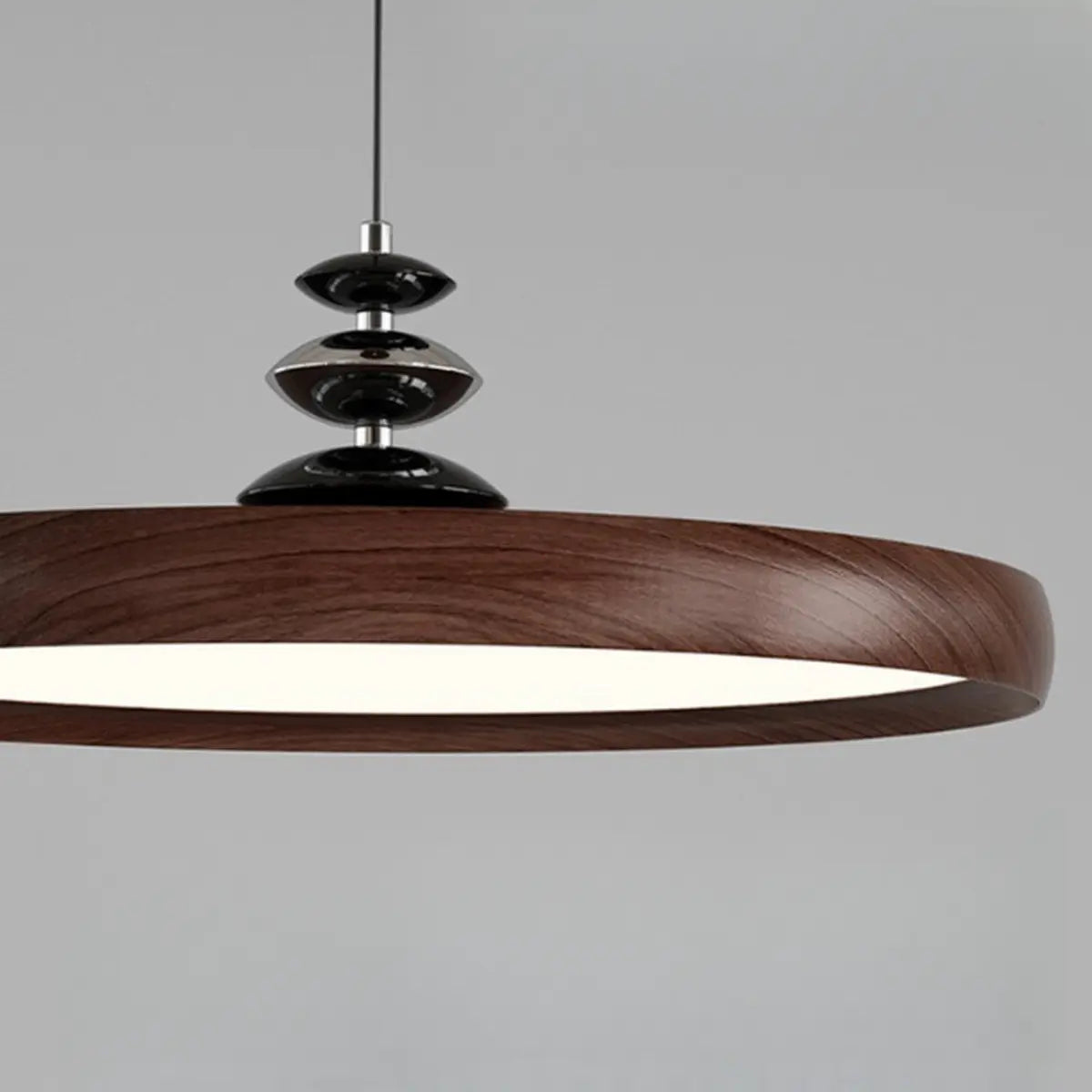 Modern Round Walnut PMMA Dining LED Pendant Light 16" Image - 9