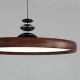 Modern Round Walnut PMMA Dining LED Pendant Light 16" Image - 9