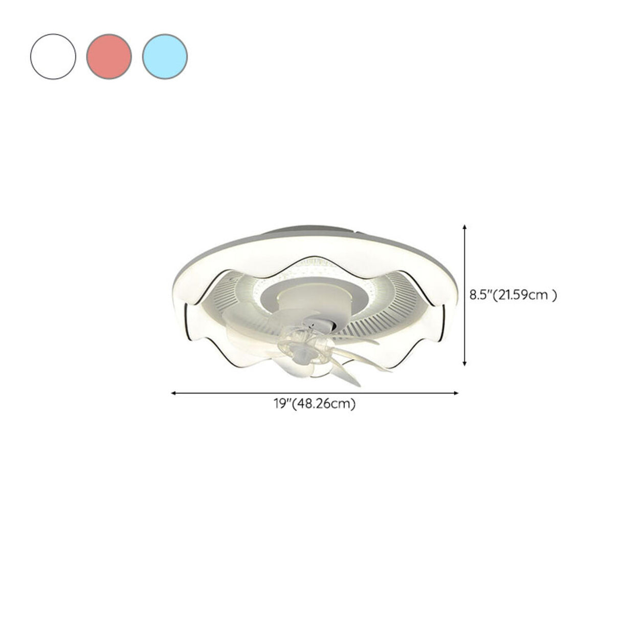 Modern Round Wave Clear Blades Ceiling Fan with Light 