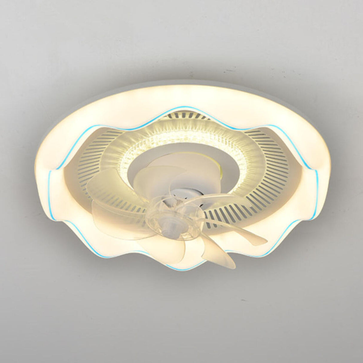 Modern Round Wave Clear Blades Ceiling Fan with Light Image - 8