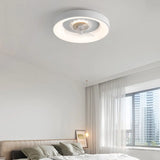 Remote Simple White Round Small Ceiling Fan with Light Image - 4