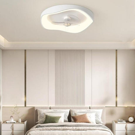 Modern Round White Flush Mount LED Ceiling Fan Light Image - 1