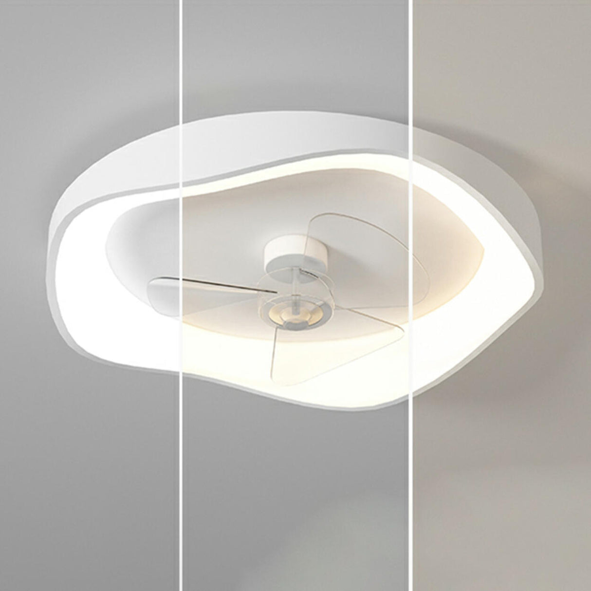 Modern Round White Flush Mount LED Ceiling Fan Light Image - 10