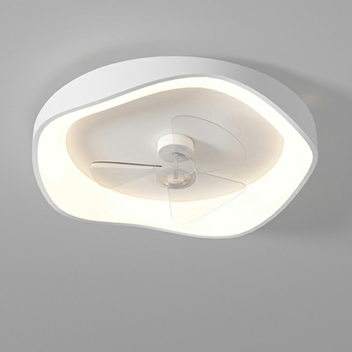 Modern Round White Flush Mount LED Ceiling Fan Light Image - 11