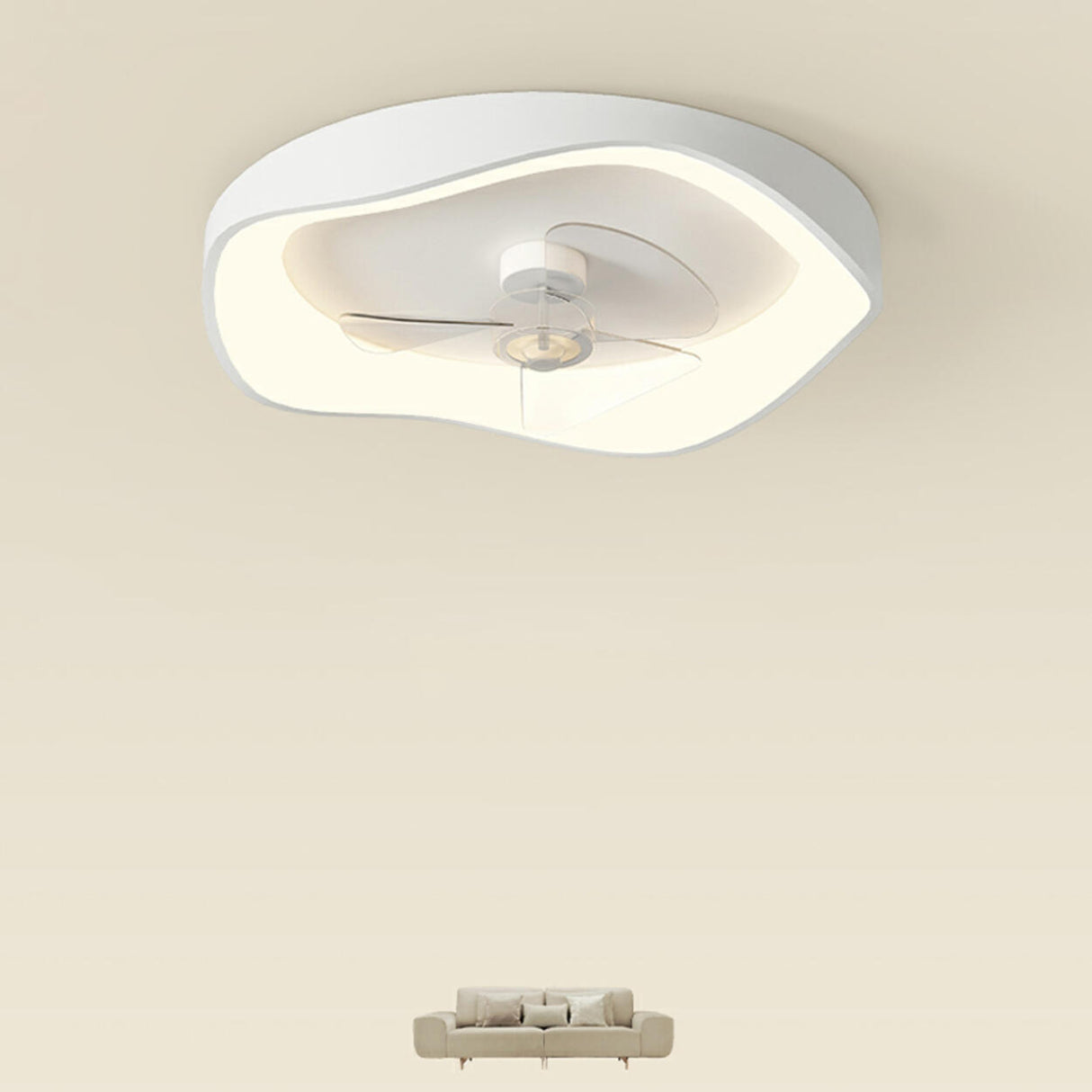 Modern Round White Flush Mount LED Ceiling Fan Light Image - 14