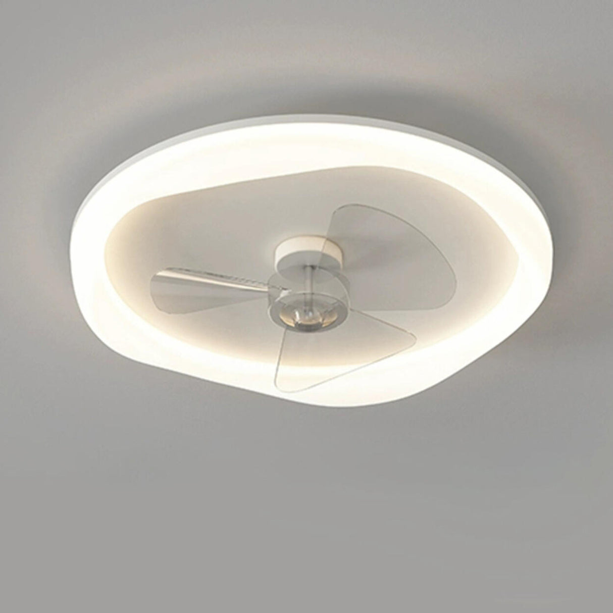 Modern Round White Flush Mount LED Ceiling Fan Light Image - 2