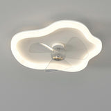 Modern Round White Flush Mount LED Ceiling Fan Light Image - 3