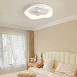 Modern Round White Flush Mount LED Ceiling Fan Light Image - 4