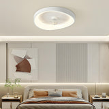 Modern Round White Flush Mount LED Ceiling Fan Light Image - 5