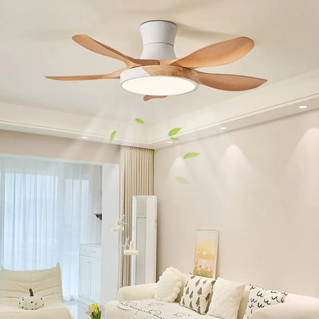 Minimalist  5 Blades Living Room Ceiling Fan with Light Image - 2