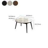 Modern Round White Stone Dining Table Oak Base Extendable Image - 15