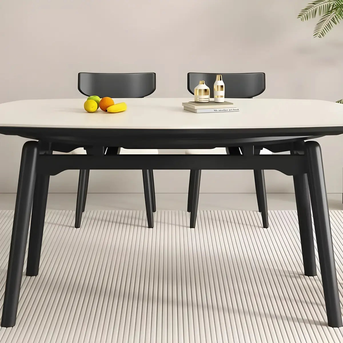 Modern Round White Stone Extendable Dining Table Image - 11