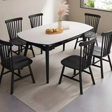 Modern Round White Stone Extendable Dining Table Image - 5