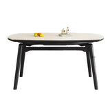 Modern Round White Stone Extendable Dining Table Image - 7