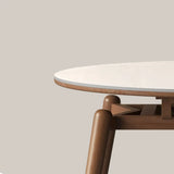 Modern Round Wood Dining Table White Large Extendable Image - 11