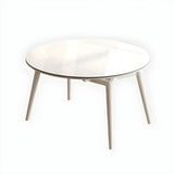 Modern Round Wood Dining Table White Large Extendable Image - 3