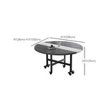 Modern Round Wood Drop-Leaf Rolling Dining Table Grey #size