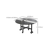 Modern Round Wood Drop-Leaf Rolling Dining Table Grey Image - 12