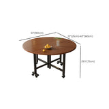 Modern Round Wooden Foldable Brown Dining Table with Wheels Image - 14