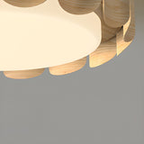 Modern Round Wooden Wave LED Flush Mount Light Image - 12