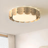 Modern Round Wooden Wave LED Flush Mount Light Image - 13