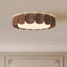 Modern Round Wooden Wave LED Flush Mount Light Image - 14