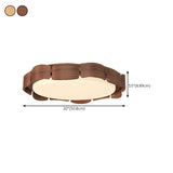 Modern Round Wooden Wave LED Flush Mount Light Image - 16