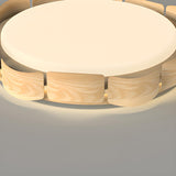 Modern Round Wooden Wave LED Flush Mount Light Image - 8