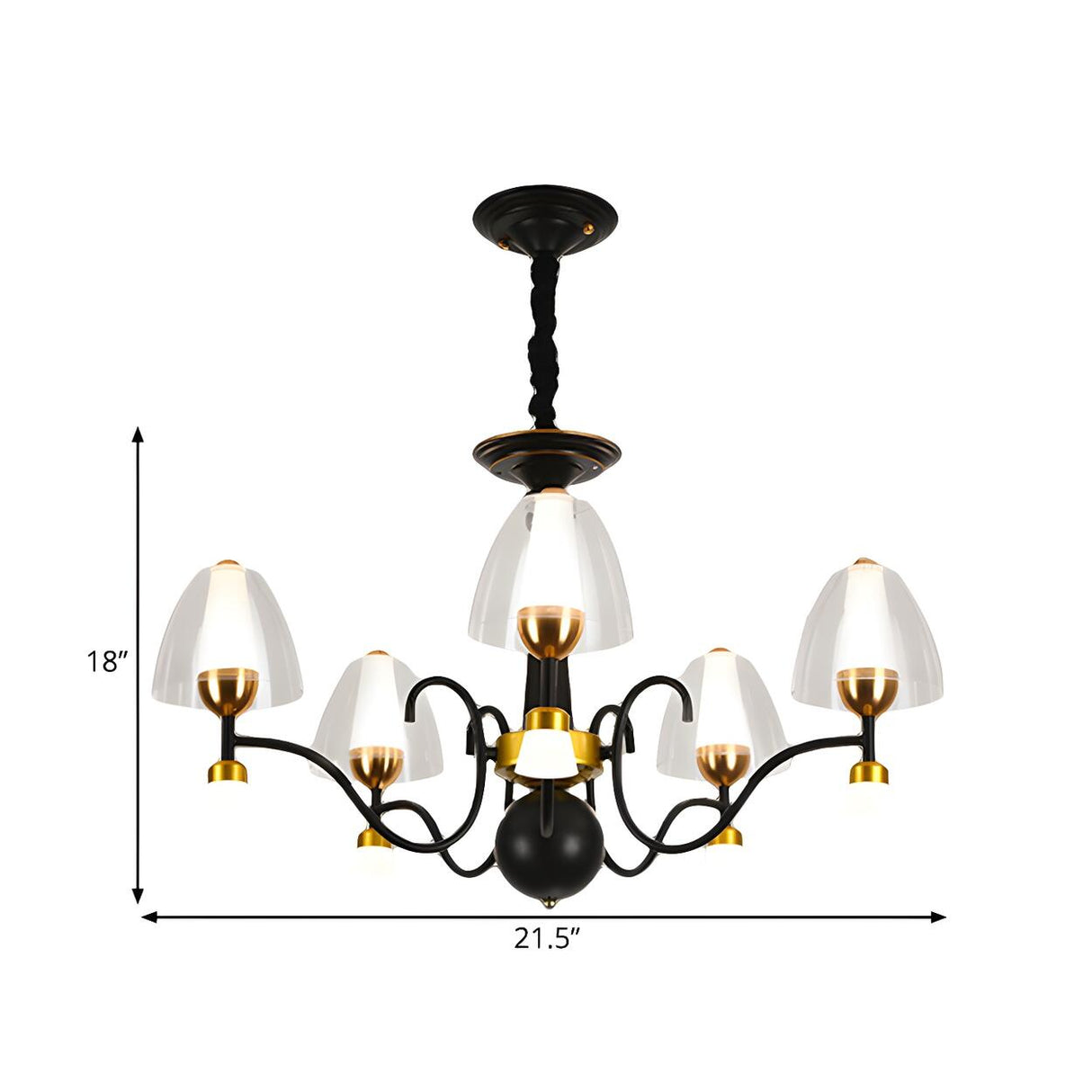 Modern Rustic Black and Gold Round Pendant Chandelier Image - 17