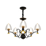 Modern Rustic Black and Gold Round Pendant Chandelier Image - 7