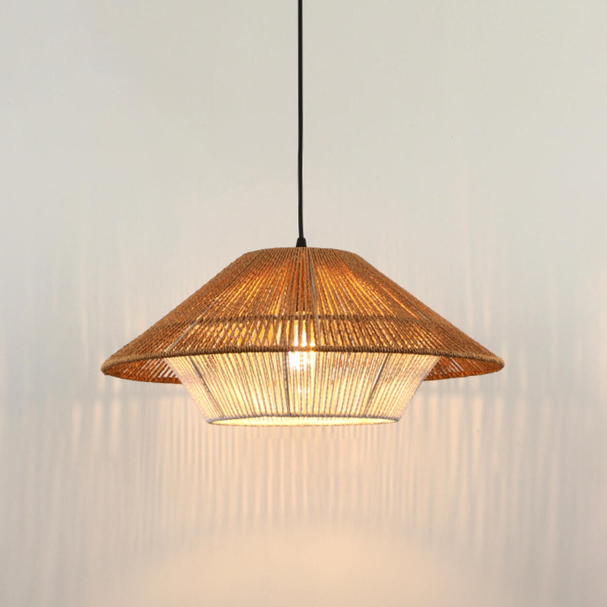 Modern Rustic Cylinder Brown Restaurant Pendant Light Image - 5