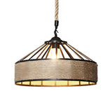 Modern Rustic Cylinder Brown Restaurant Pendant Light Image - 8