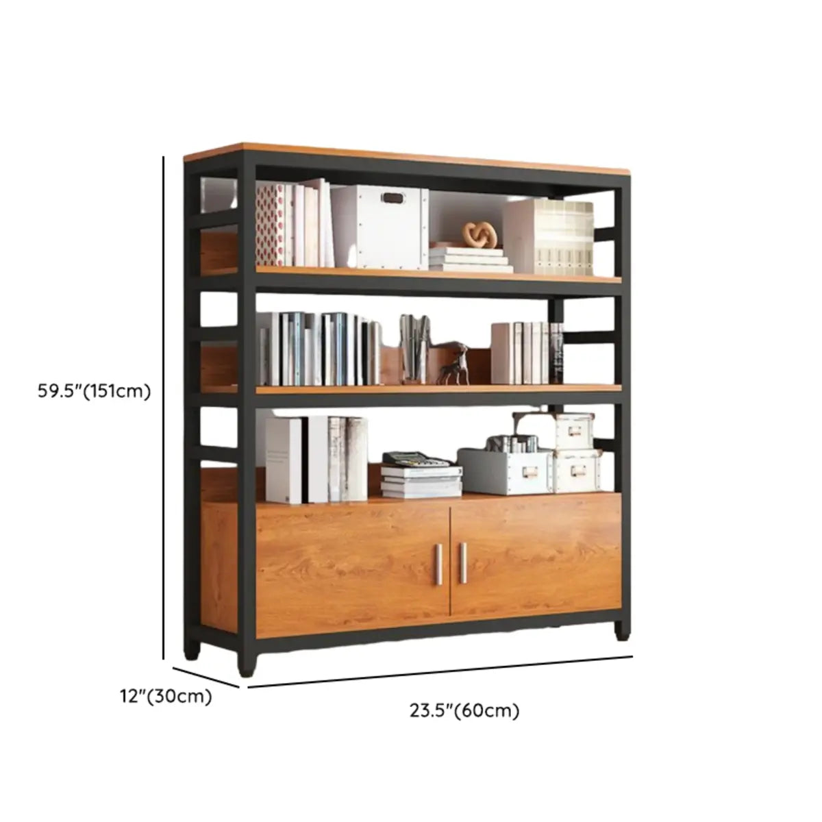 Modern Rustic Vertical Open Shelves Display Bookcases 