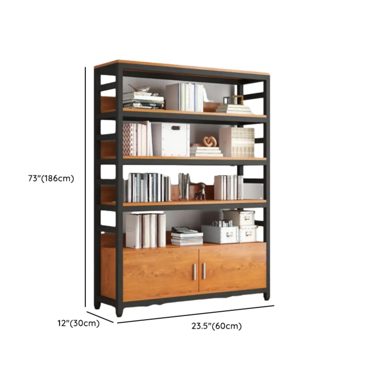 Modern Rustic Vertical Open Shelves Display Bookcases Image - 16