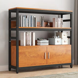 Modern Rustic Vertical Open Shelves Display Bookcases Image - 2